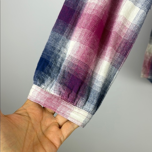 Bit & Bridle Pink and Blue Plaid Tie Front Blouse Size XL - Picture 6 of 10